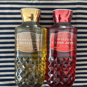 Bath & Body Works Golden Berry Mistletoe and Winter Candy Apple Body Wash Set